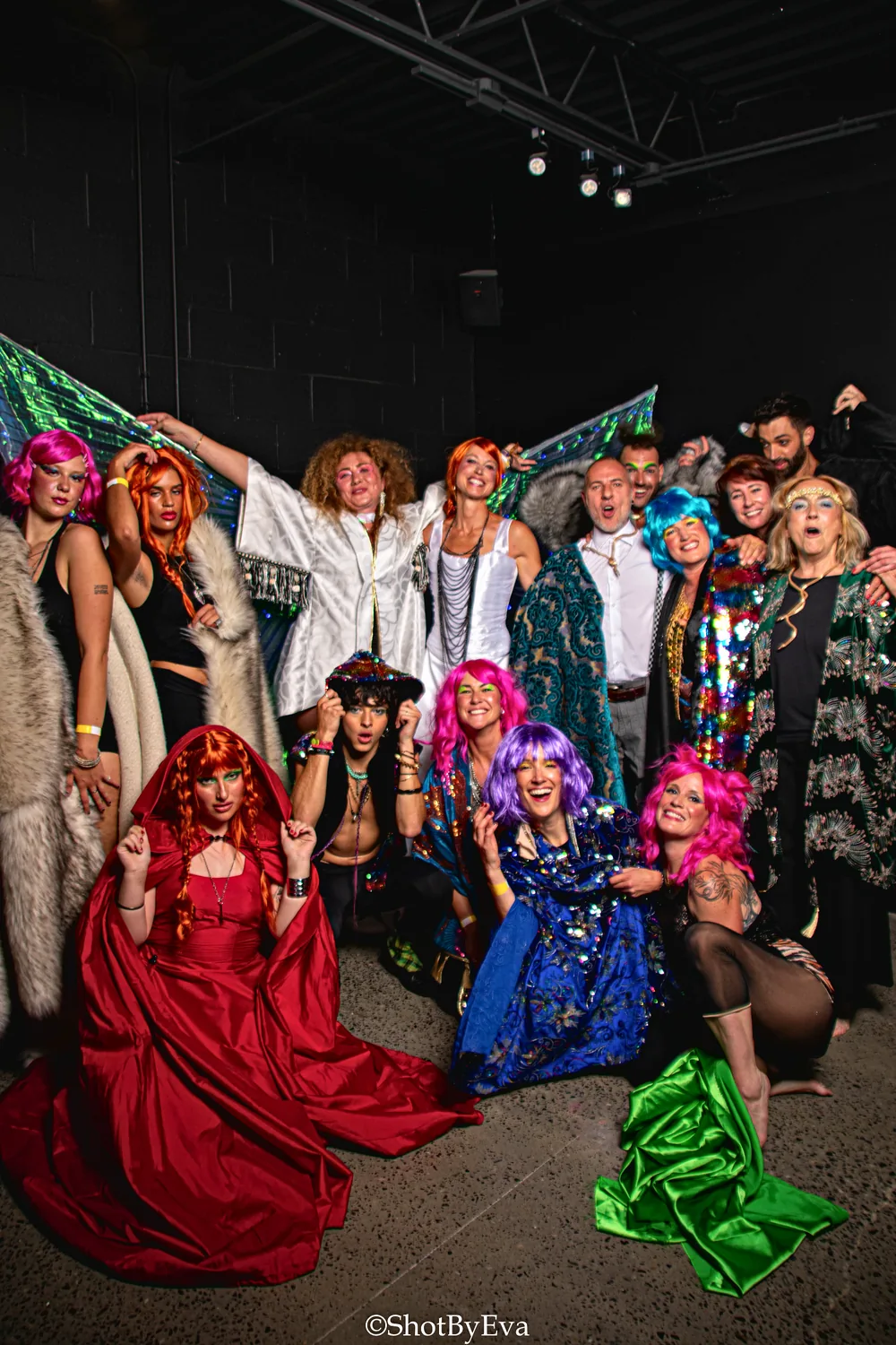 The show's cast together in the studio